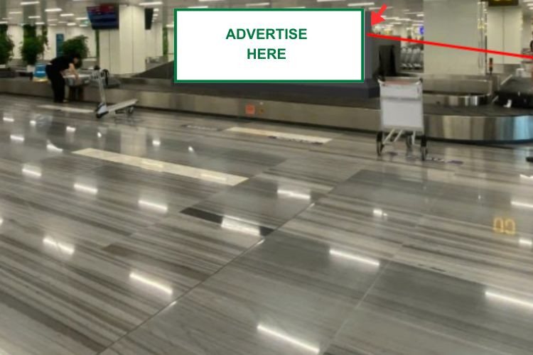 1 bảng quảng cáo hộp đèn tại khu vực băng chuyền số 05 ga đến, nhà ga Quốc nội T3, sân bay Quốc tế Tân Sơn Nhất