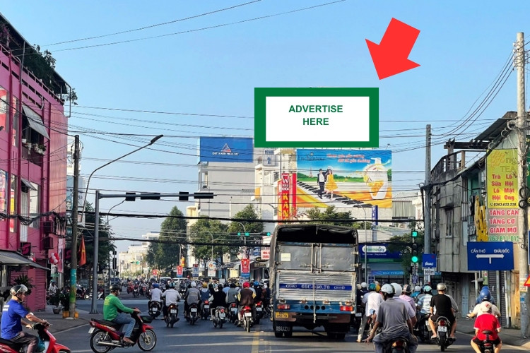 1 bảng quảng cáo treo tường nằm ngang tại 290 Lý Thái Tổ, phường Long Xuyên, An Giang