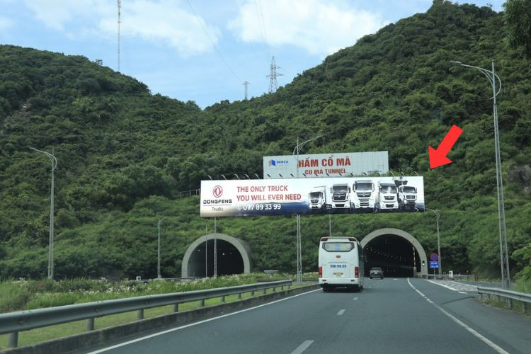 1 Sided Horizontal Iron Frame Panel Billboard at Entrance of Co Ma tunnel, Daklak